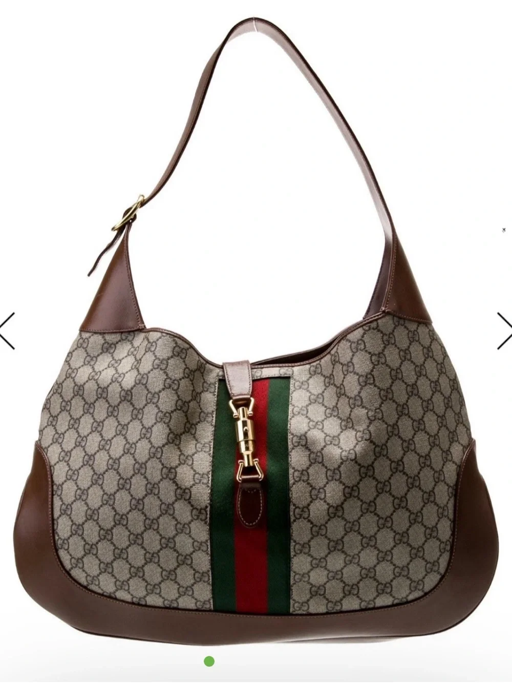 Gucci Brown GG Canvas Shoulder Bag with Green and Red Web